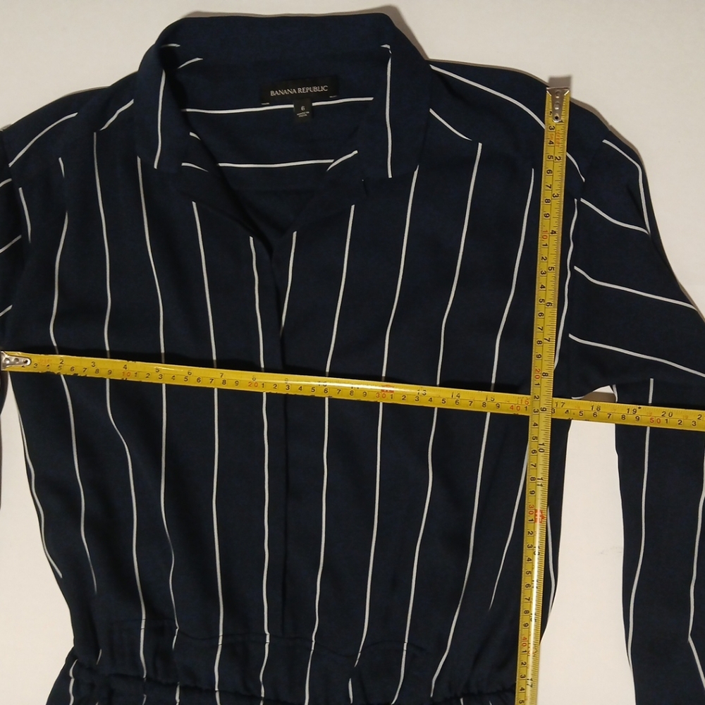 BANANA REPUBLIC Women's Sz 6  Blue Striped Long Sleeve Shirt Dress - Picture 6 of 12